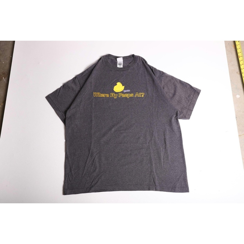 Vintage Y2KPeeps Where My Peeps At Graphic T-Shirt Mens XL Gray Short Sleeve